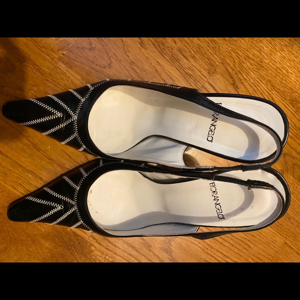 Fiorangelo mid heeled black and white shoes